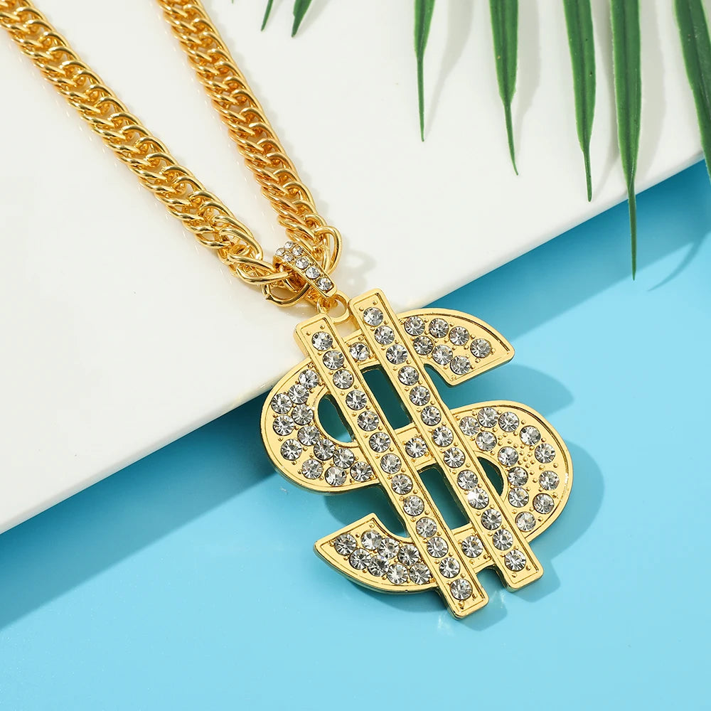 Gold Color US Dollar Pendant Necklace