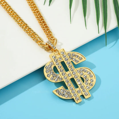 Gold Color US Dollar Pendant Necklace