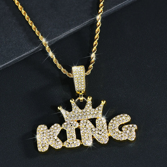 King Pendant with chain, Front View