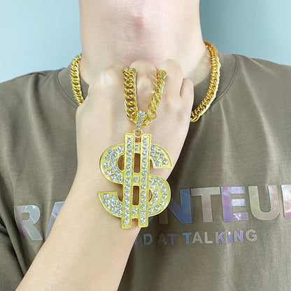 Gold Color US Dollar Pendant Necklace