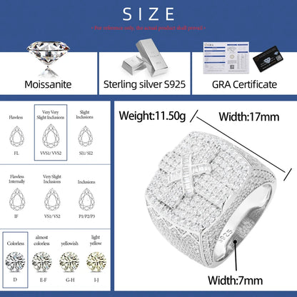 Full Iced Out Moissanite Cross Rings